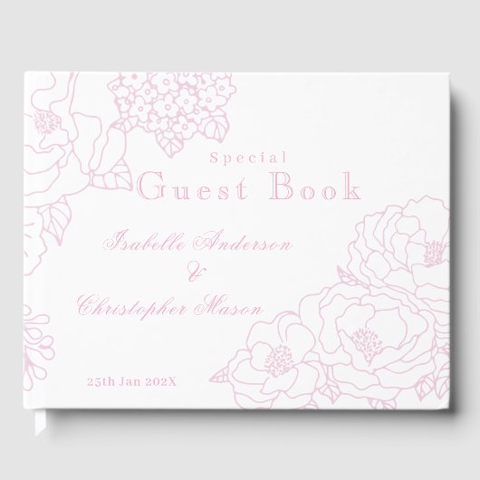 Romantic Wedding Peonies Delicate Blush Pink Gästebuch (Vorderseite)