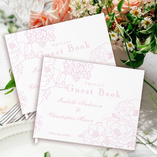 Romantic Wedding Peonies Delicate Blush Pink Gästebuch