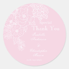 Romantic Wedding Peonies Delicate Blush Pink Runder Aufkleber