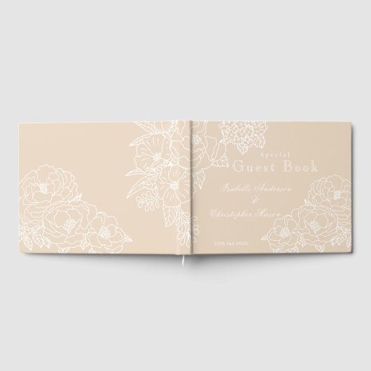 Romantic Wedding Peonies Delicate Ivory Gästebuch (Voll)