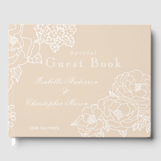 Romantic Wedding Peonies Delicate Ivory Gästebuch (Vorderseite)