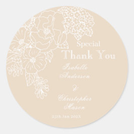 Romantic Wedding Peonies Delicate Ivory Runder Aufkleber