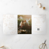 Romantic Wedding Peonies Delicate Ivory White Dreifach Gefaltete Einladung (Innenseite)