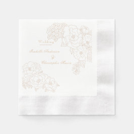 Romantic Wedding Peonies Ivory White Paper Napkin Serviette