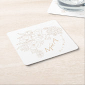 Romantic Wedding Peonies Ivory White Rechteckiger Pappuntersetzer (angewinkelt)