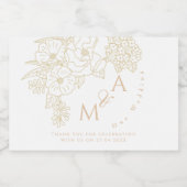 Romantic Wedding Peonies Ivory White Schaumweinetikett (Einzelnes Label)