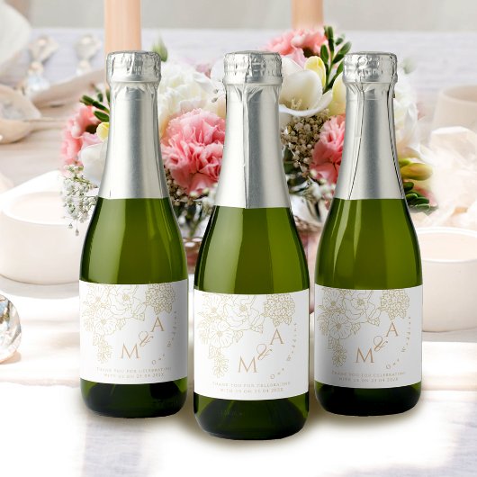 Romantic Wedding Peonies Ivory White Schaumweinetikett