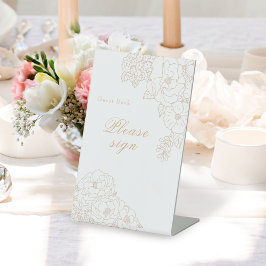 Romantic Wedding Peonies Ivory White Signature Sockelschild