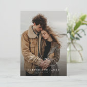 Romantic Wedding Photo Minimalist Thank You Card Dankeskarte (Stehend Vorderseite)