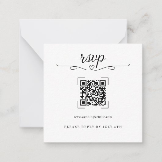 Romantic Wedding QR Code Online RSVP Cards Mitteilungskarte (Vorderseite)