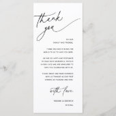 Romantic Wedding Reception Dinner Thank You Card Programm (Vorderseite)