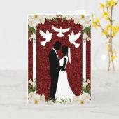 Romantic Wedding Silhouette of Bride and Groom Karte (Gelbe Blume)