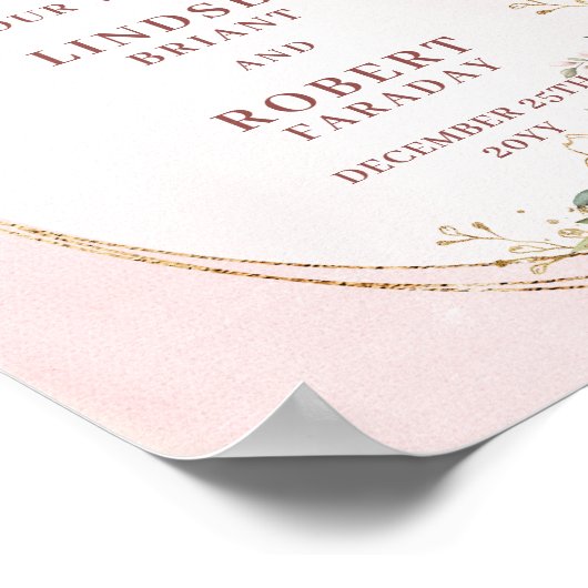 Romantic Wedding Welcome Blush Floral Greenery Poster (Ecke)