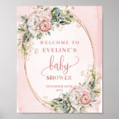 Romantic Welcome Rose Gold Eucalyptus Floral Sign Poster (Vorne)