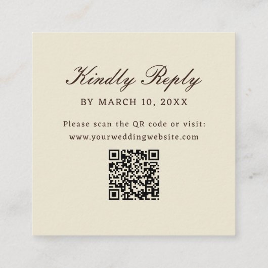 Romantic Western Monogram Wedding QR Code Begleitkarte (Rückseite)