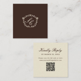 Romantic Western Monogram Wedding QR Code Begleitkarte
