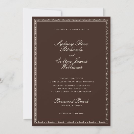 Romantic Western Ranch Wedding Invitation Einladung (Vorderseite)