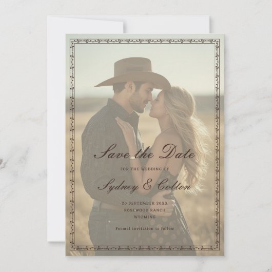 Romantic Western Ranch Wedding Save The Date (Vorderseite)
