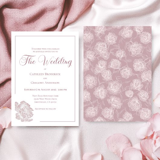 Romantic White and Blush Pink Floral Wedding Einladung