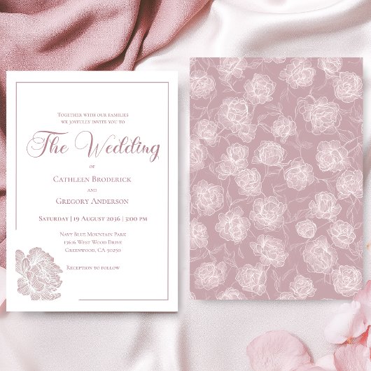 Romantic White Blush Pink Floral Wedding Einladung