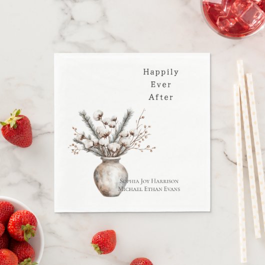 Romantic White Flowering Tree in Vase Wedding Serviette (Beispiel)