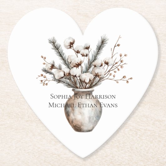 Romantic White Flowering Tree in Vase Wedding Untersetzer (Vorderseite)