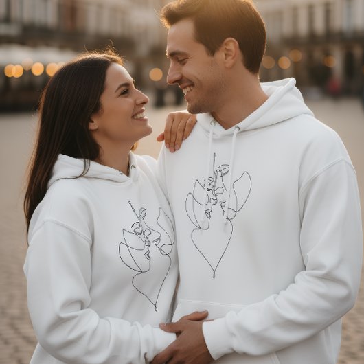 Romantic White Hoodie for Couples