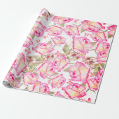 Romantic white pink yellow summer rose floral geschenkpapier (Ungerollt)