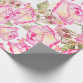 Romantic white pink yellow summer rose floral geschenkpapier (Ecke)