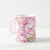 Romantic white pink yellow summer rose floral kaffeetasse (Vorderseite Links)
