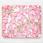 Romantic white pink yellow summer rose floral mousepad (Vorne)