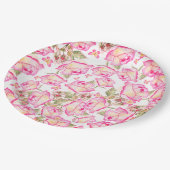 Romantic white pink yellow summer rose floral pappteller (Schrägansicht)