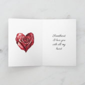Romantic White Red Rose Heart Love Karte (Innenseite)