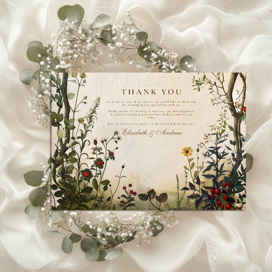 Romantic Wild Garden Wedding Dankeskarte