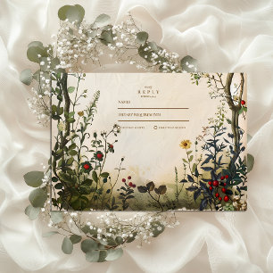 Romantic Wild Garden Wedding RSVP Karte