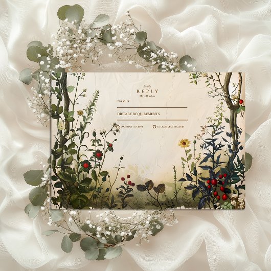 Romantic Wild Garden Wedding RSVP Karte