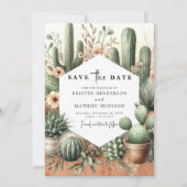 Romantic Wild West Cactus Wedding Save The Date (Vorderseite)