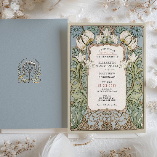 Romantic William Morris Wedding Einladung
