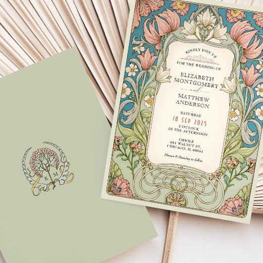 Romantic William Morris Wedding Einladung