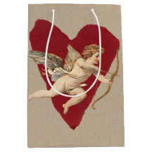 Romantic Wine Red Heart Angel Bow & Arrow Classic