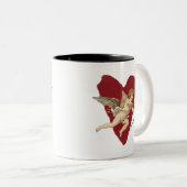 Romantic Wine Red Heart Angel Bow & Arrow Love Zweifarbige Tasse (VorderseiteRechts)