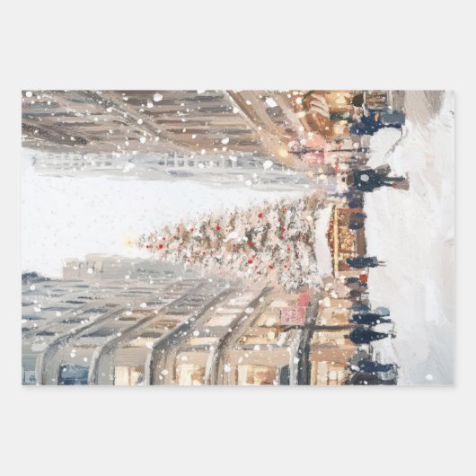 Romantic Winter Cityscape Ice Skating Geschenkpapier Set (Vorderseite 3)