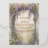 Romantic Wisteria Arch Wedding Folieneinladung (Vorderseite)