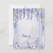 Romantic Wisteria Floral Arch QR Code Wedding RSVP Karte (Vorderseite)