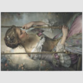 Romantic Woman on Swing Floral Decoupage Seidenpapier (Vorderseite)