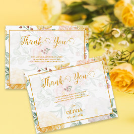 Romantic Yellow Floral Bridal Shower Thank You Postkarte