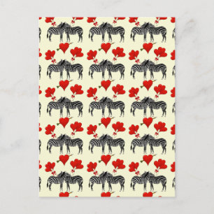 Romantic zebras  and  love heart Valentines Feiertagspostkarte