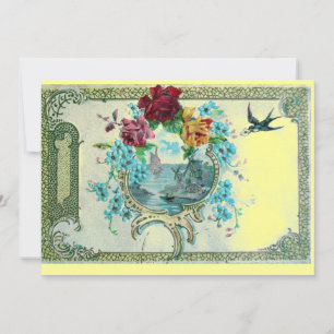ROMANTICA 3 Blumenblauer Hochzeitstag Einladung