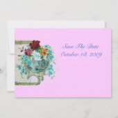 ROMANTICA 3 Blumenblauer Rosa Hochzeitstag Einladung (Rückseite)