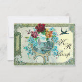 ROMANTİCA 3 FLORAL WEDING MONOGRAM UAWG, metallisc RSVP Karte (Vorderseite)